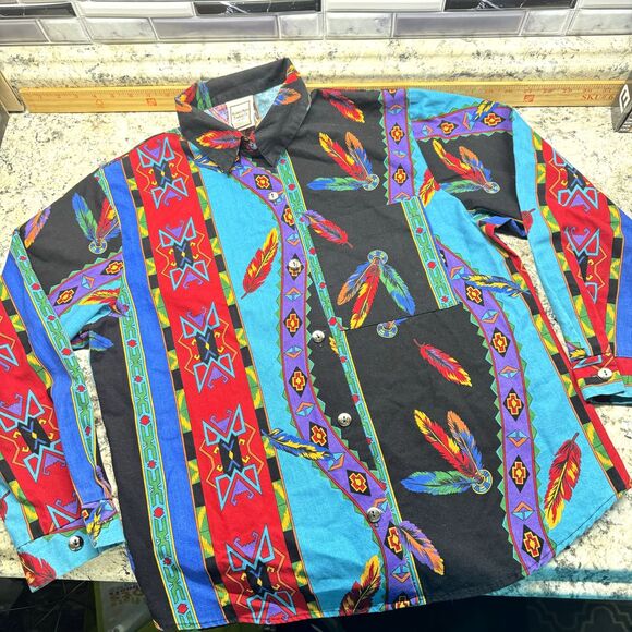 Western Plains Trading Co Womens Sz Medium Colorful South Western Pattern Shirt - Picture 1 of 7